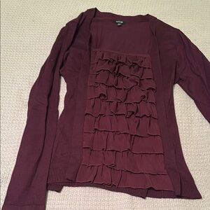 Apt. 9 Purple Cardigan with Cascading Ruffles